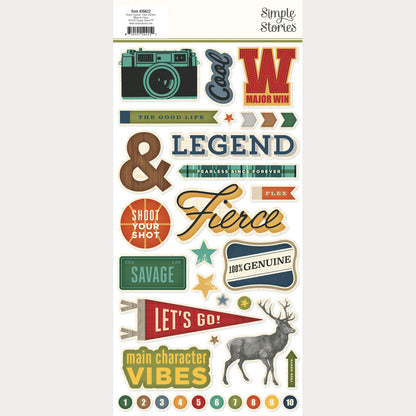 Simple Stories RUSTIC LEGEND Foam Stickers 62pc