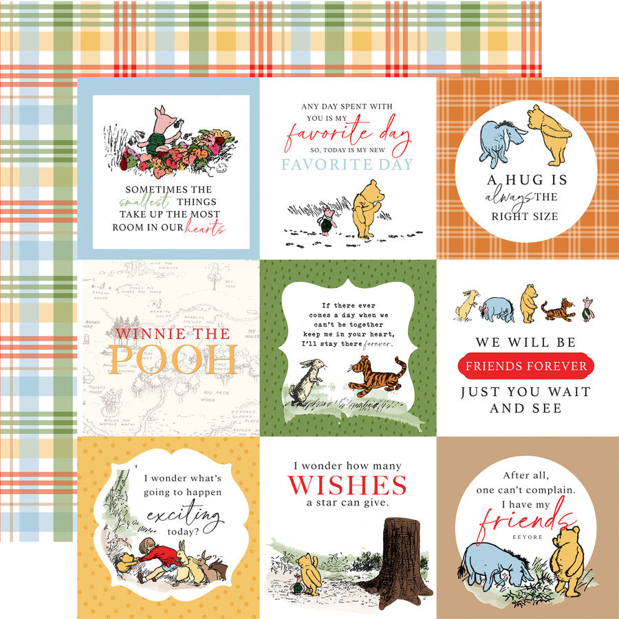 Echo Park Winnie the Pooh 4X4 JOURNALING CARDS 12X12 Scrapbook Paper