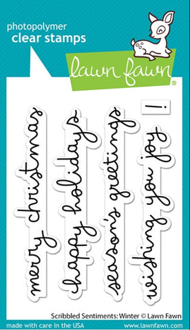 Lawn Fawn SCRIBBLED SENTIMENTS: WINTER Clear Stamps 5pc