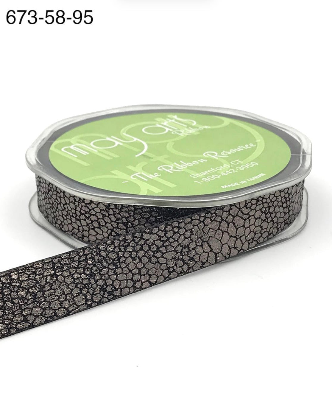 May Arts 5/8” METALLIC SNAKE SKIN Ribbon 1 Yard yd