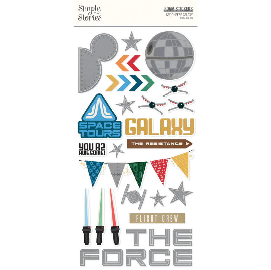 Simple Stories SAY CHEESE GALAXY Foam Stickers 69pc