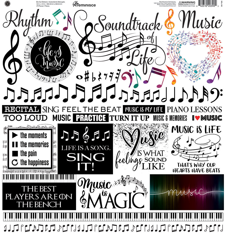 Reminisce SOUNDTRACK OF LIFE 12&quot;X12&quot; DieCut Stickers 59pc