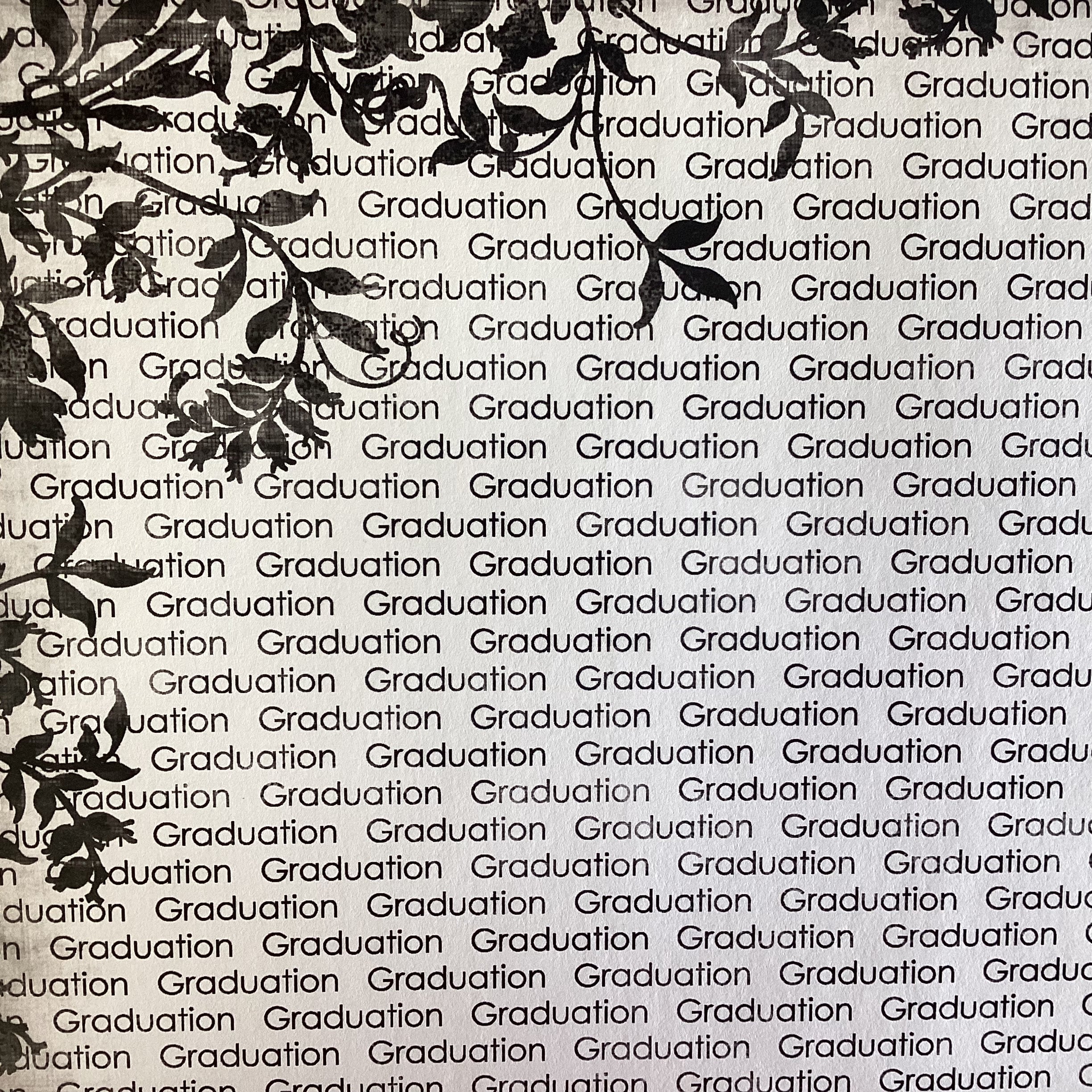 GRADUATION FLORAL LEFT BLACK School 12&quot;X12&quot; Scrapbook Paper