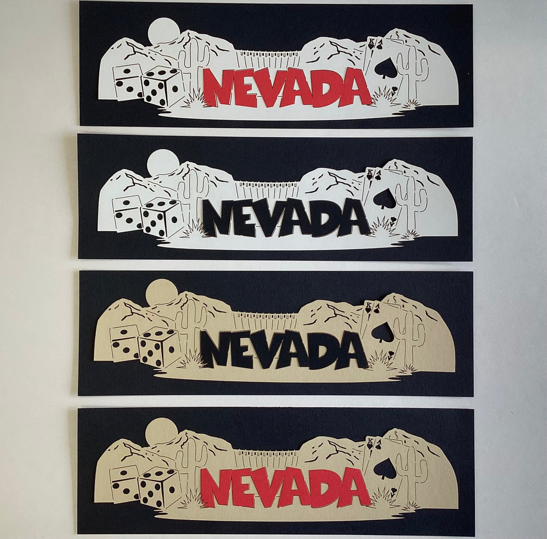 NEVADA Word &amp; Background Title Travel Laser Cuts 3&quot;X 9&quot; 1pc