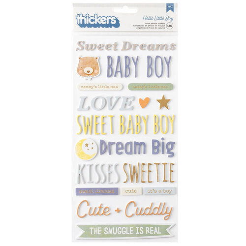 Thickers HELLO LITTLE BOY Foam Phrase Stickers