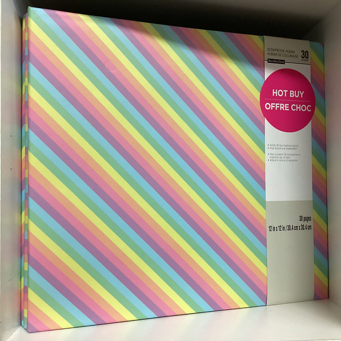 Recollections PASTEL RAINBOW STRIPE 12&quot;X12&quot; Scrapbook Album