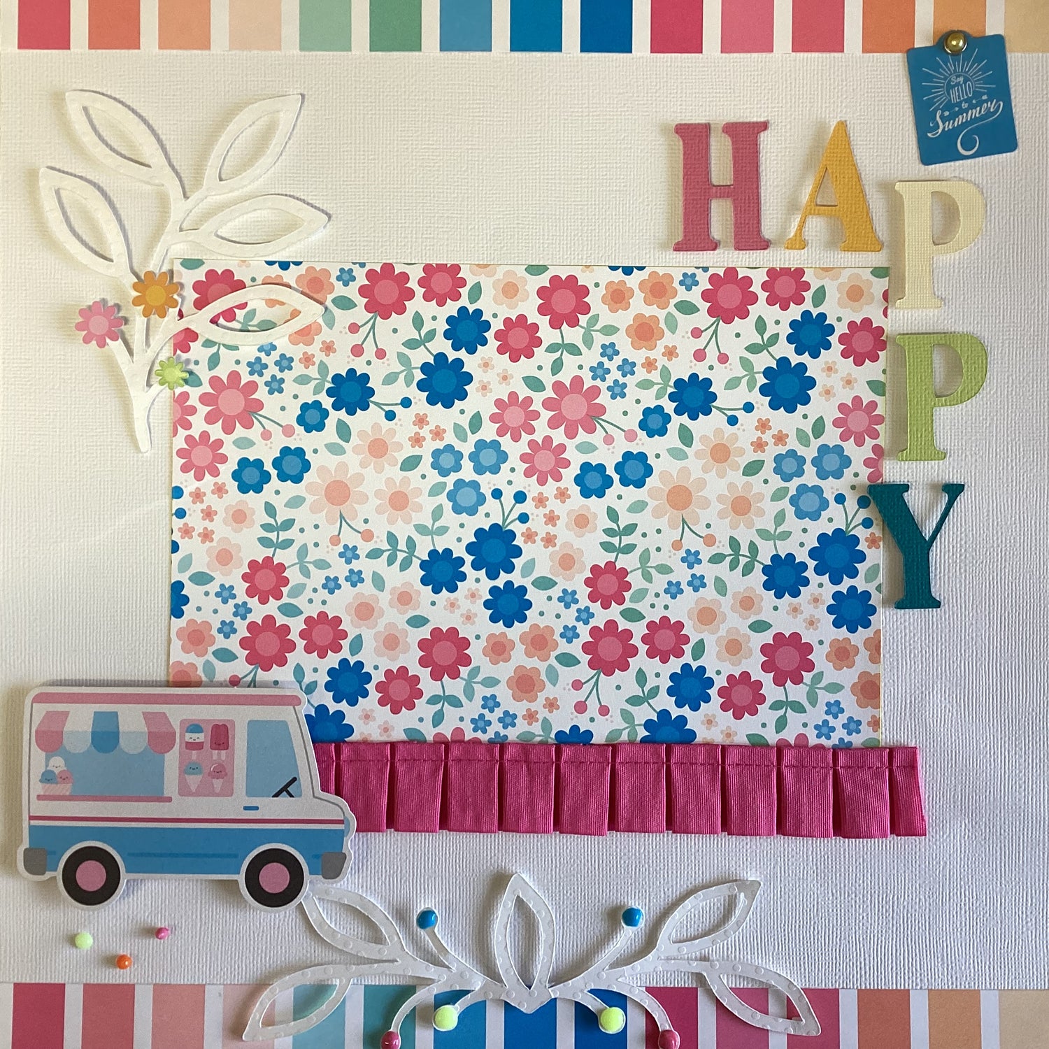 Premade HAPPY SUMMER 12"x12" Scrapbook Page