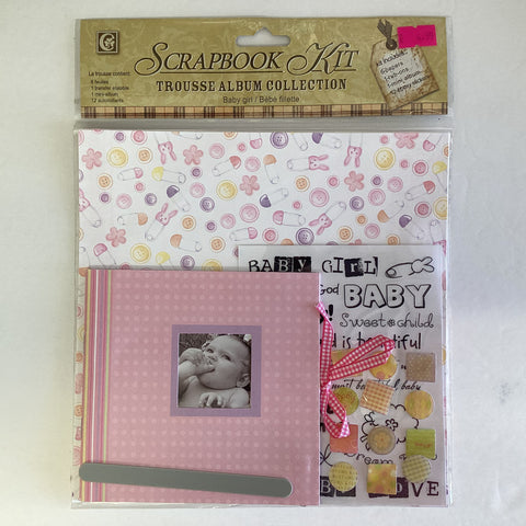 BABY GIRL 5”X5” Mini Scrapbook Kit 9pc