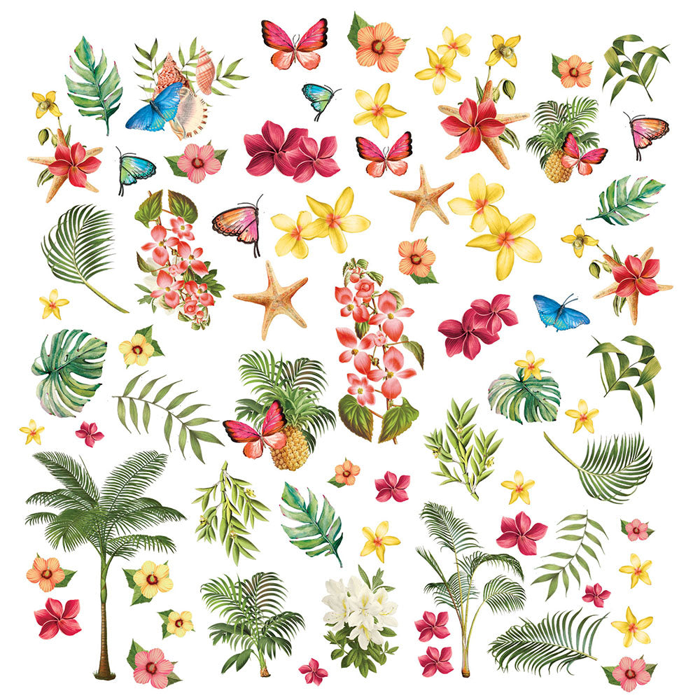 49 and Market Vintage Artistry SUNBURST TROPICAL FOLIAGE LASER CUTS 70pc