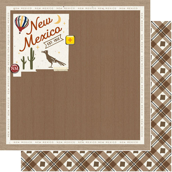 Scrapbook Customs NEW MEXICO NATURAL CRAFT MAP 12”X12” Scrapbook Paper