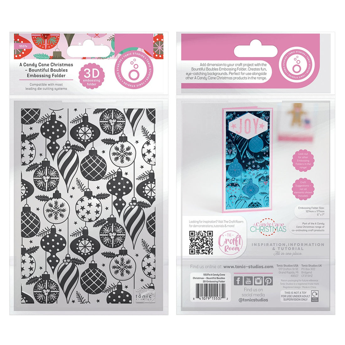 Tonic Studios A Candy Cane Christmas BOUNTIFUL BAUBLES 3D Embossing Folder