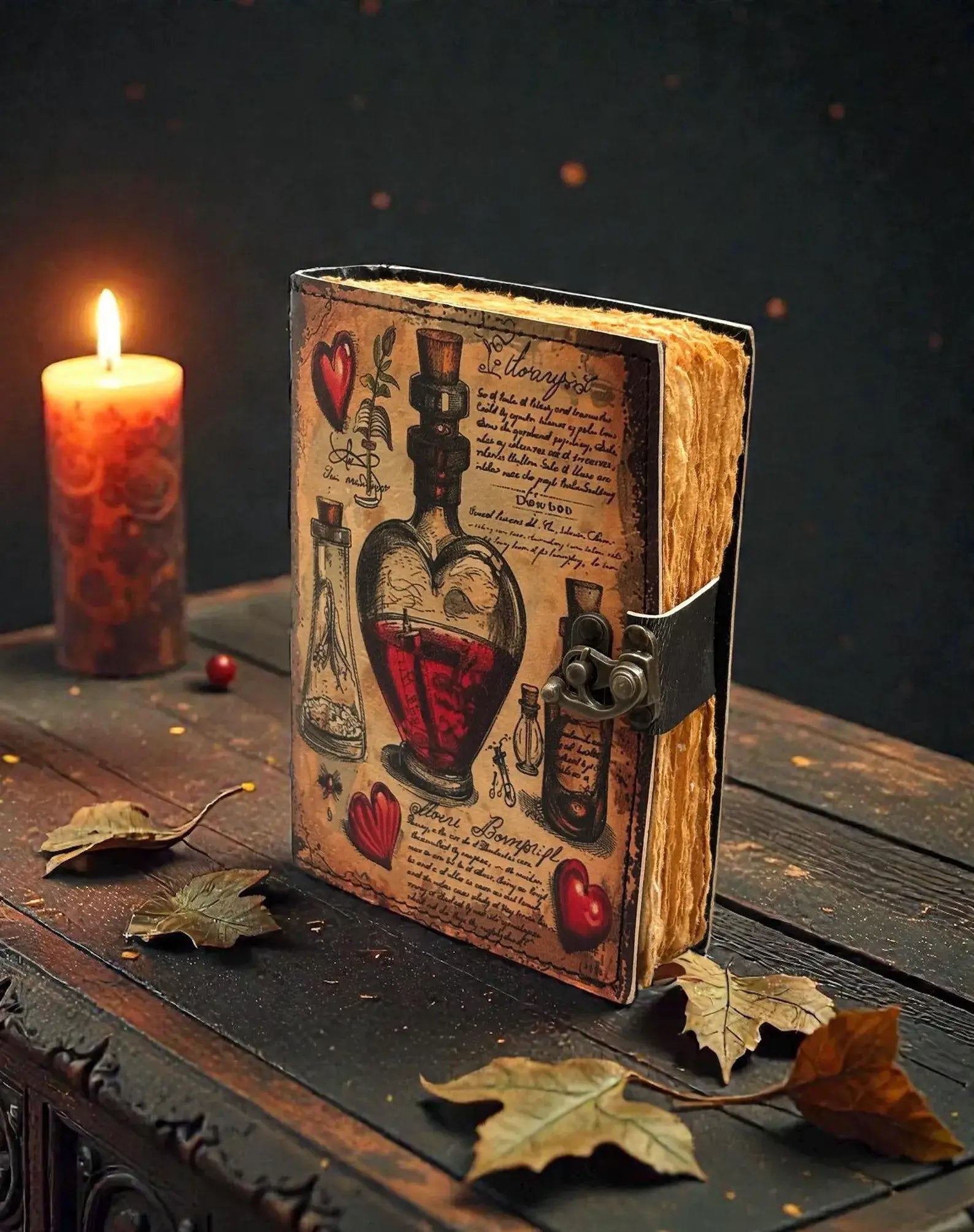 Soft Leather APOTHECARY Journal Deckle Edge Paper Blank A7