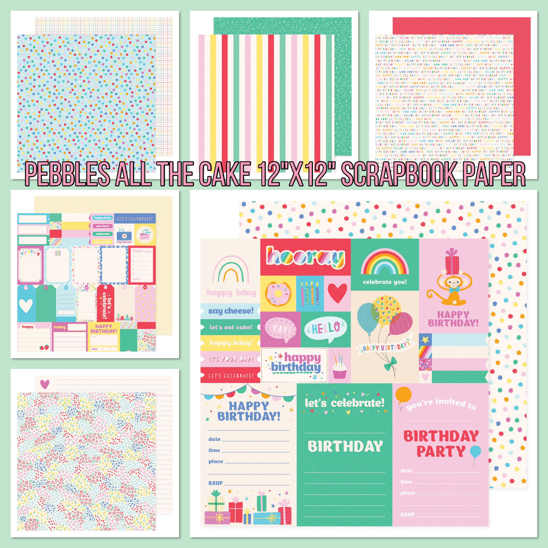 Pebbles ALL THE CAKE 12"X12" Scrapbook Paper