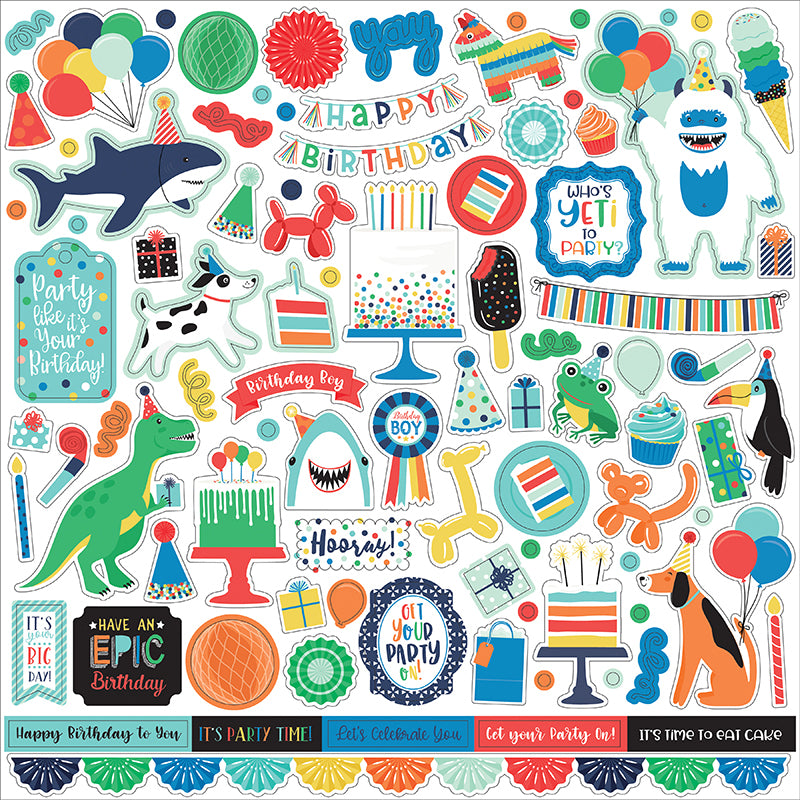 Echo Park IT’S YOUR BIRTHDAY BOY 12&quot;X12&quot; Scrapbook Element Sticker