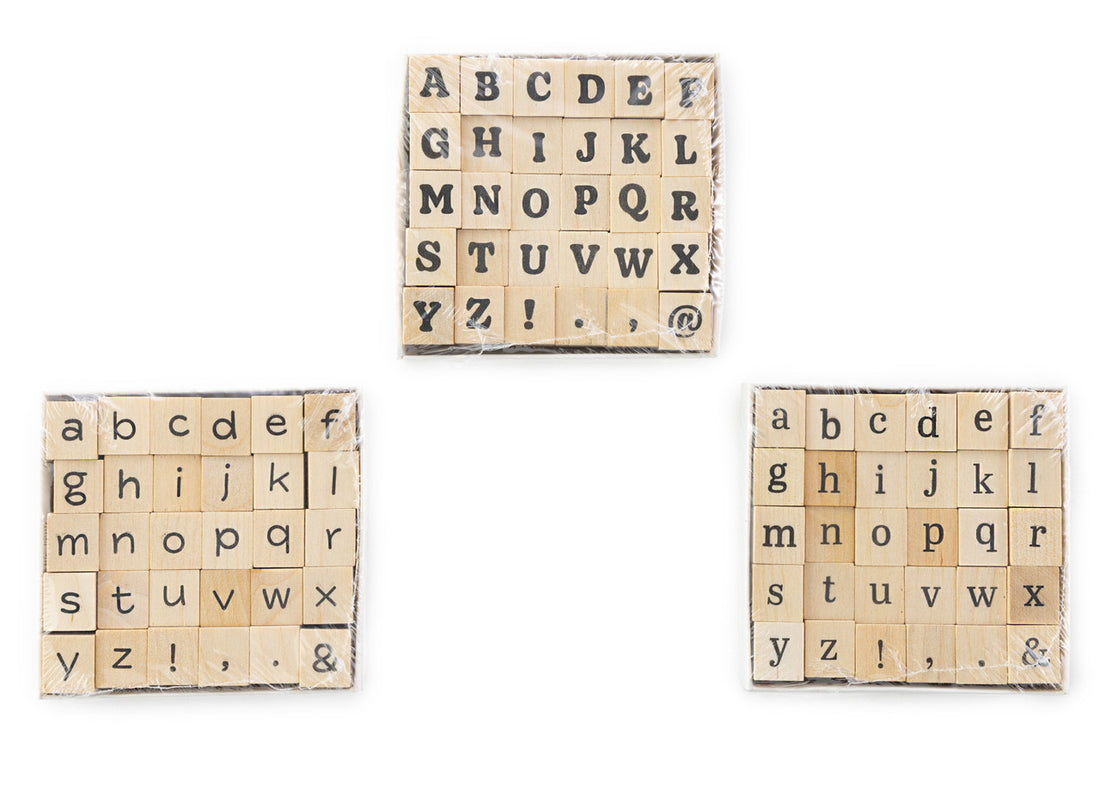 American Crafts ALPHABET Wood Mounted Rubber Stamps