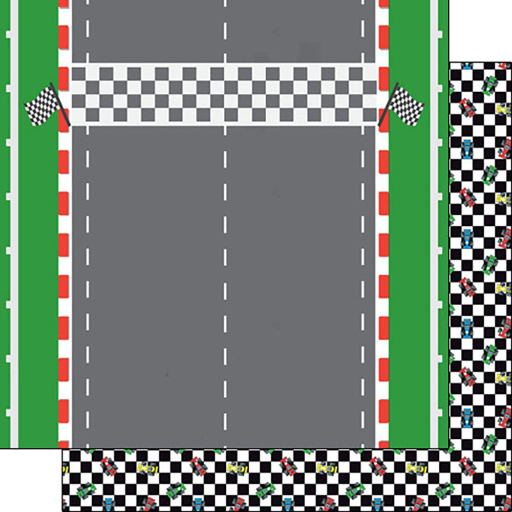 Scrapbook Customs RACE TRACK CHECKERED 12”X12” Scrapbook Paper