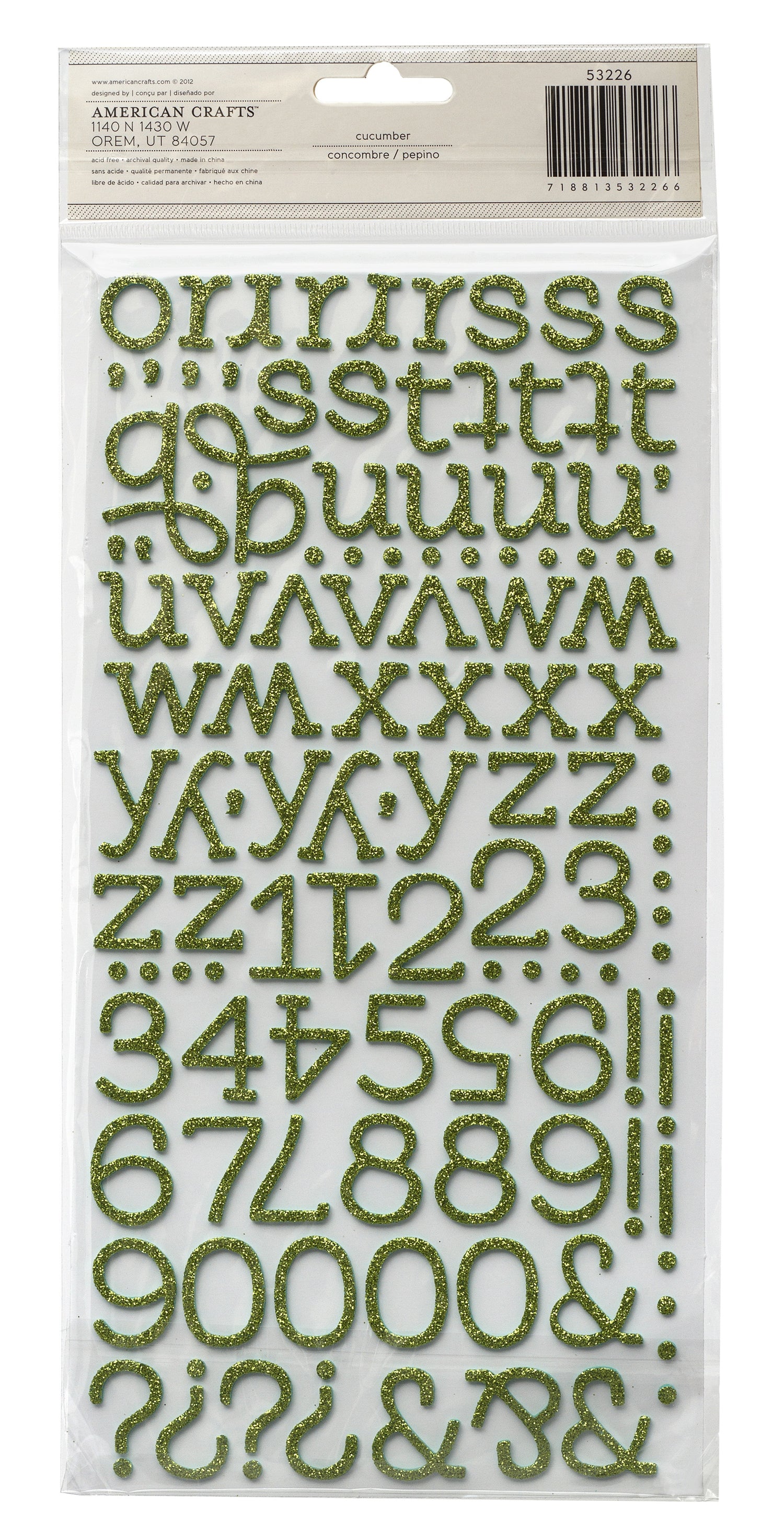Thickers ECLAIR Cucumber Glitter Foam Letter Stickers