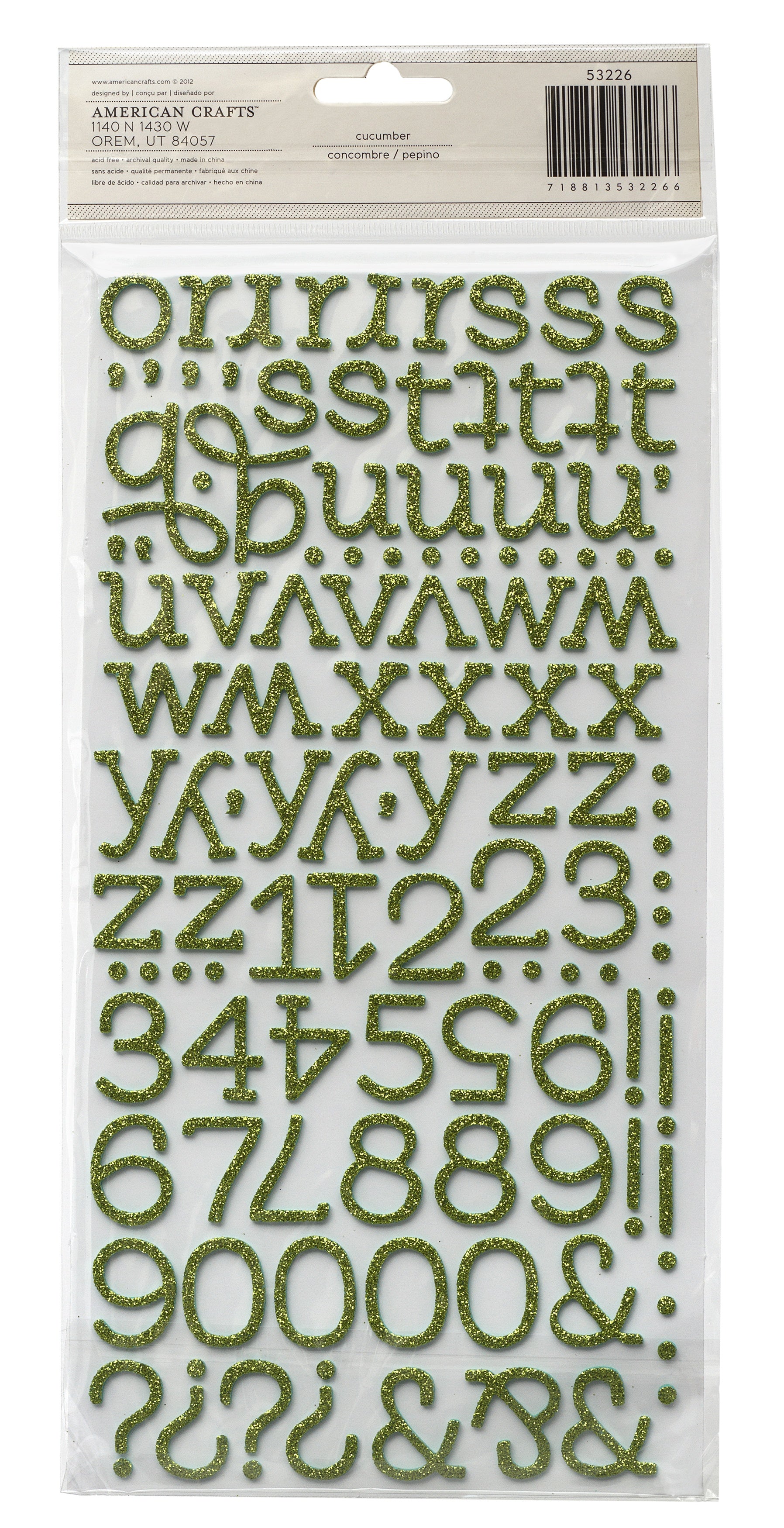 Thickers ECLAIR Cucumber Glitter Foam Letter Stickers
