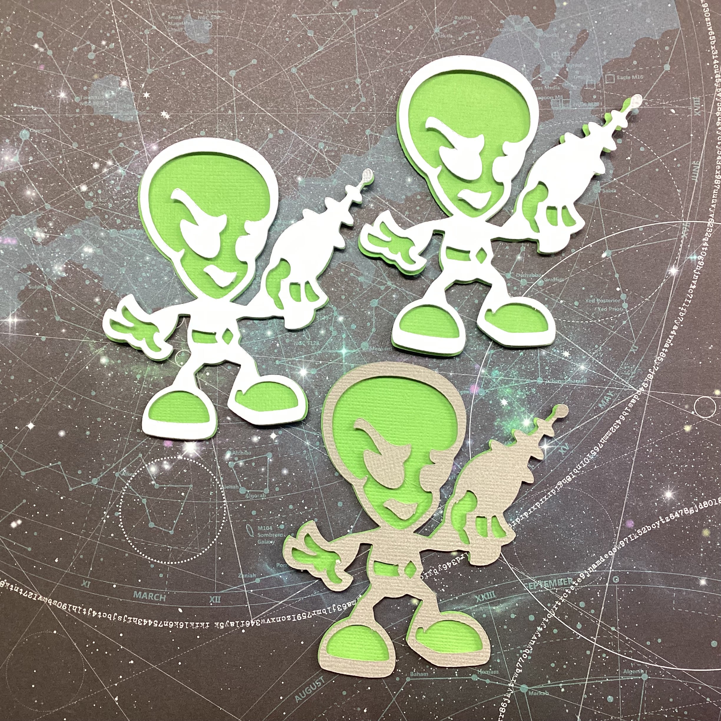 Scrapbooksrus Diecut ALIEN WITH LASER 3D Scrapbook Die Cut Embellishment