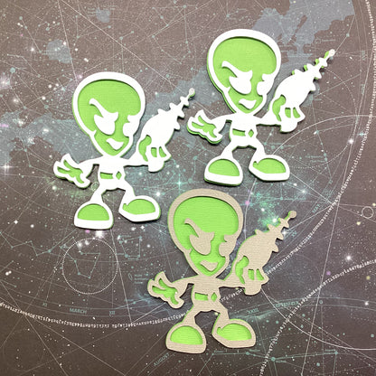 Scrapbooksrus Diecut ALIEN WITH LASER 3D Scrapbook Die Cut Embellishment