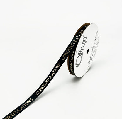 Offray 3/8” CONGRATULATIONS PRINT Satin Ribbon 1 Yard yd