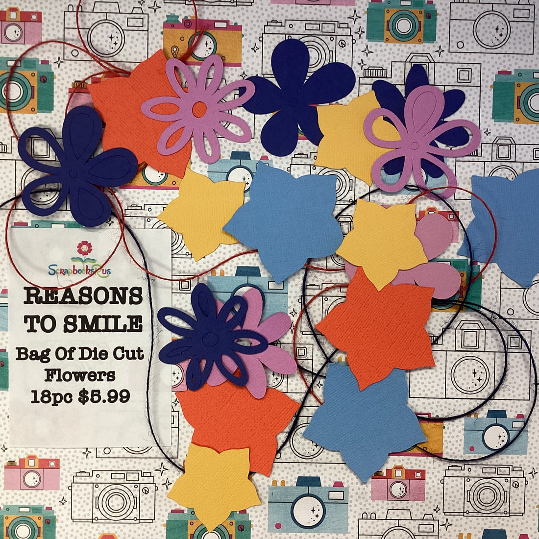 Scrapbooksrus REASON TO SMILE Bag Of Die Cut Flowers Custom Scrapbook DieCut