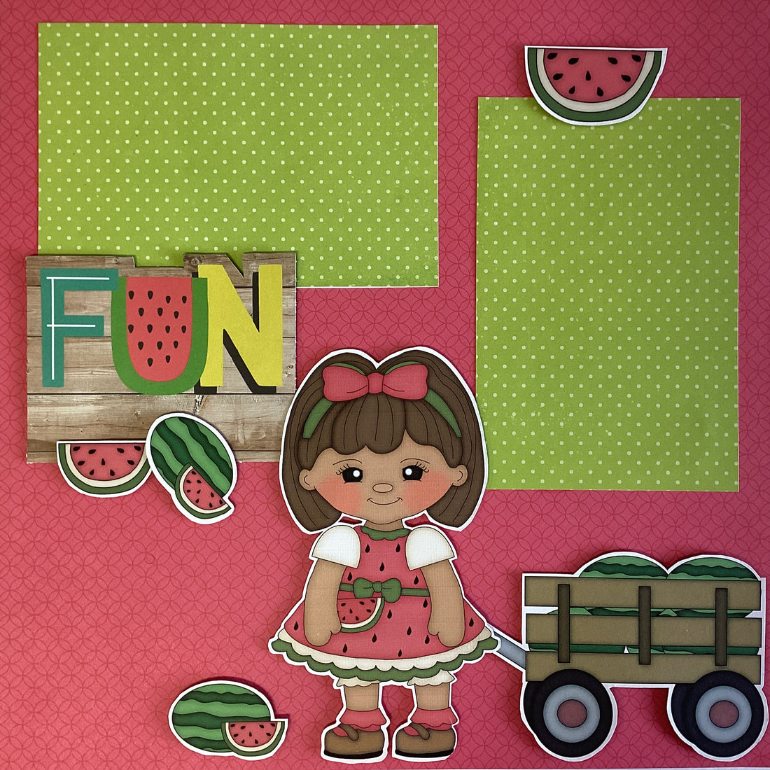 Premade WATERMELON FUN 12&quot;X12&quot; Scrapbook Page