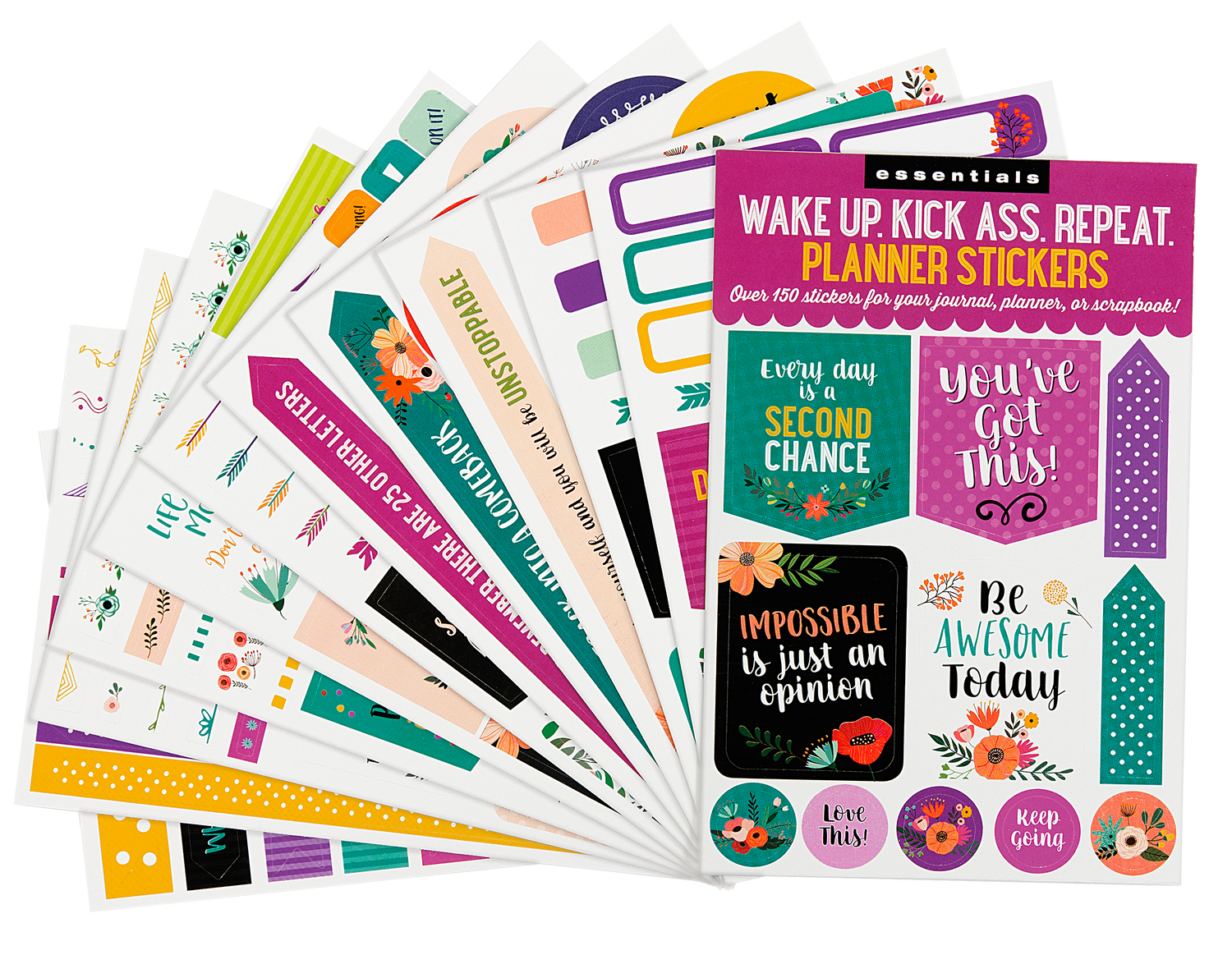 Peter Pauper Planner Stickers WAKE UP KICK ASS REPEAT Essentials