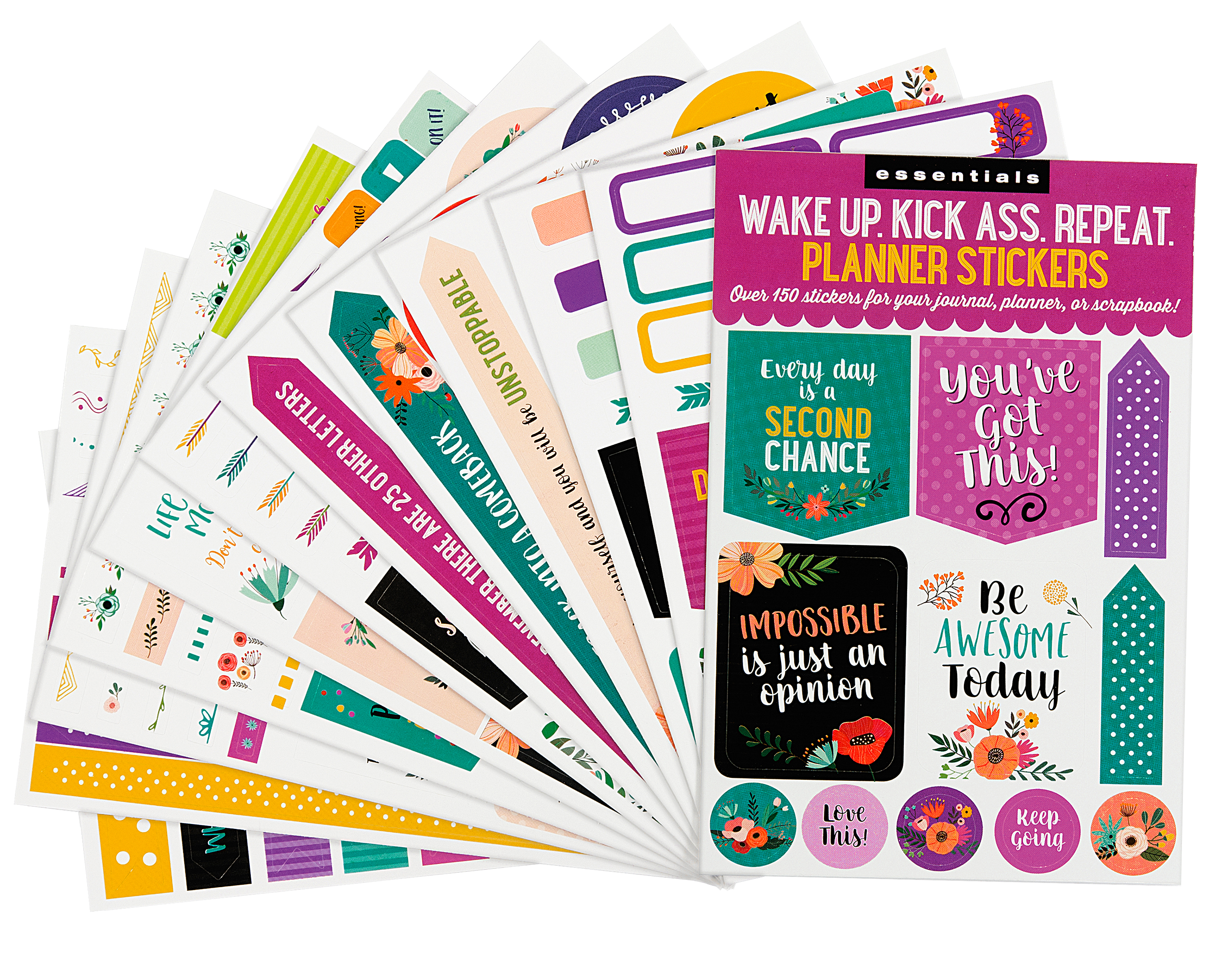 Peter Pauper Planner Stickers WAKE UP KICK ASS REPEAT Essentials