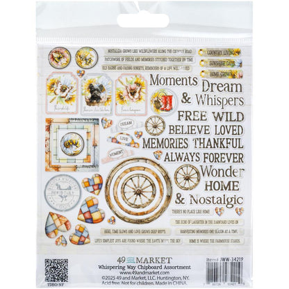49 and Market WHISPERING WAY Chipboard Assortment 58pc