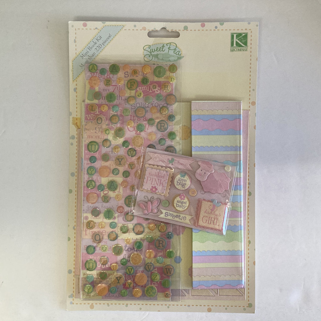 K&Company Sweet Pea BABY GIRL 6.5”X5.5” Mini Scrapbook Kit 220pc