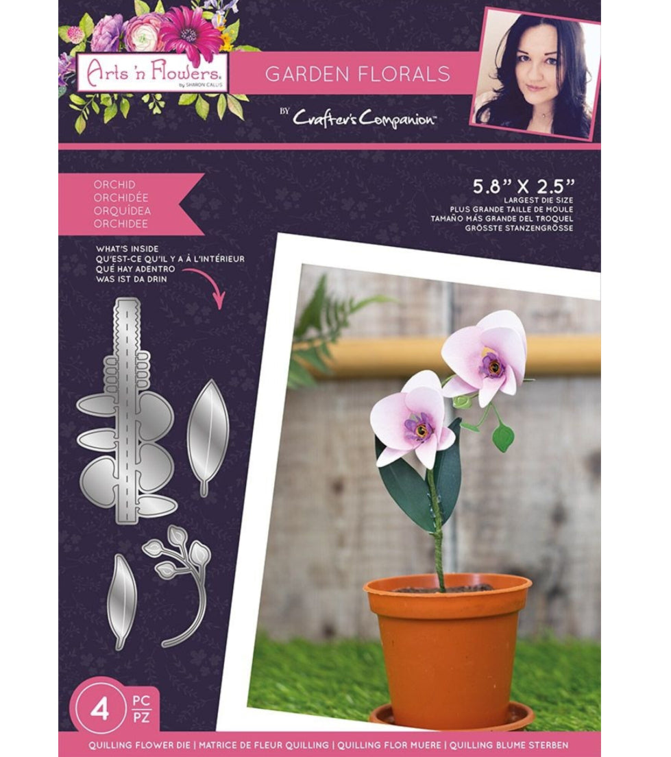 Crafter’s Companion Garden Florals ORCHID Quilling Flower Dies 4pc