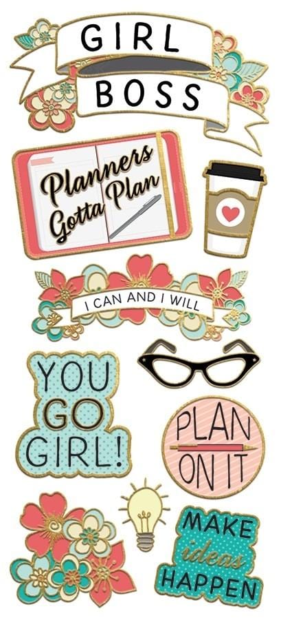 Paper House Faux Enamels GIRL BOSS Stickers 10pc