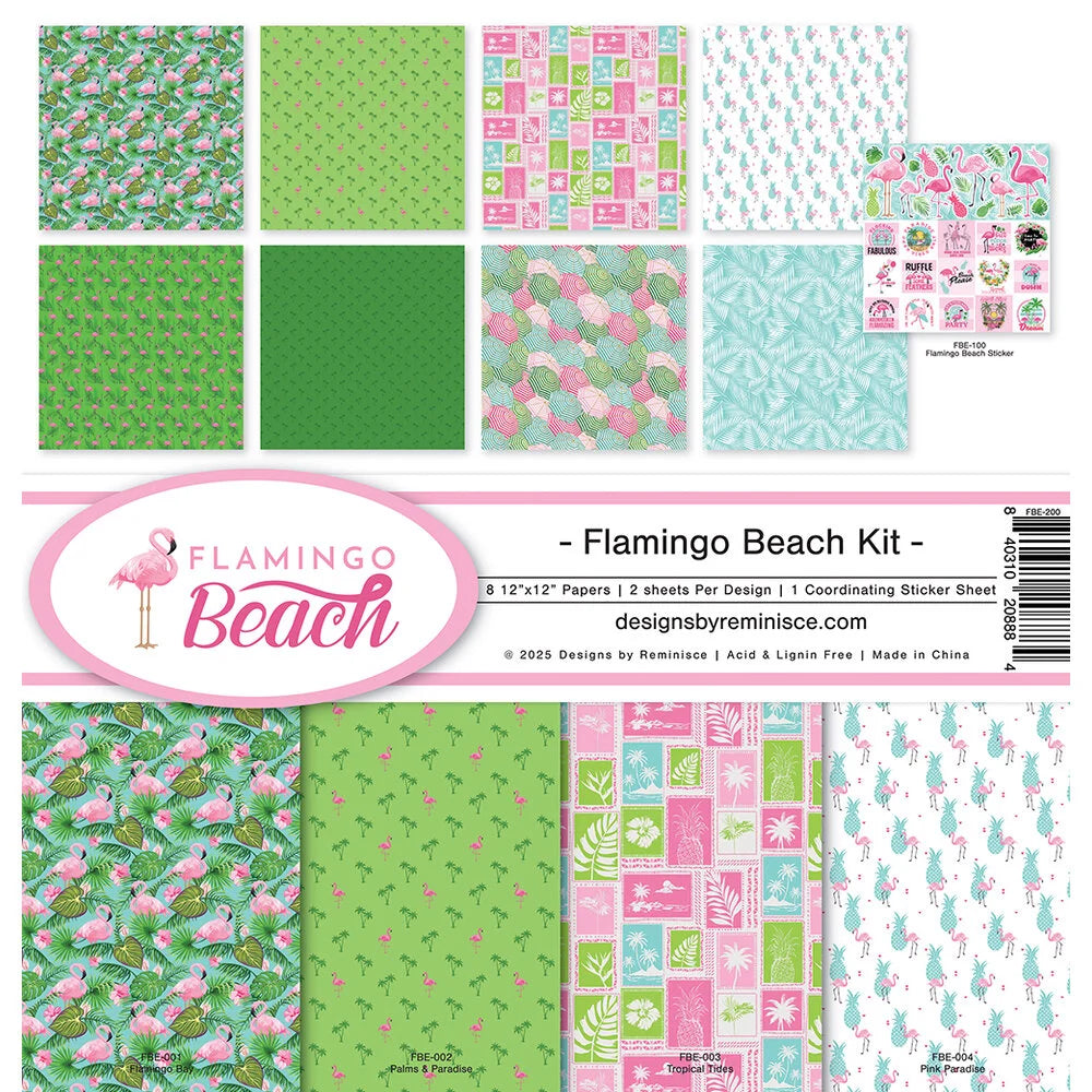 Reminisce FLAMINGO BEACH 12"X12" Scrapbook Kit 9pc