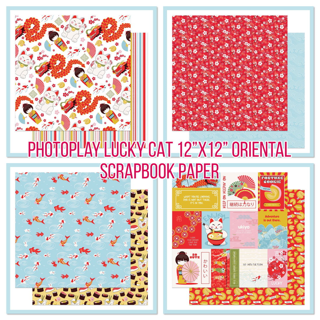 Photoplay LUCKY CAT 12”X12” Oriental Scrapbook Paper