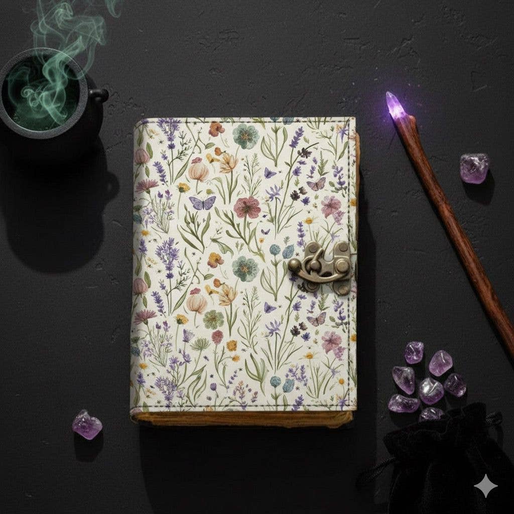 Soft Leather Journal SPRING FLOWERS Vintage Blank A7