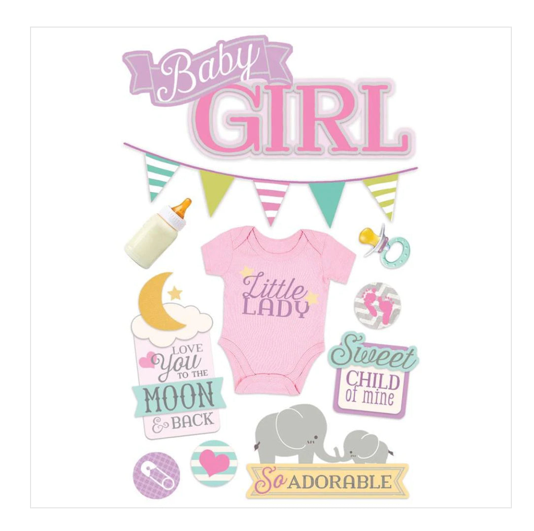 Paper House BABY GIRL 3D Stickers 11pc