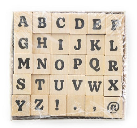 American Crafts ALPHABET Wood Mounted Rubber Stamps