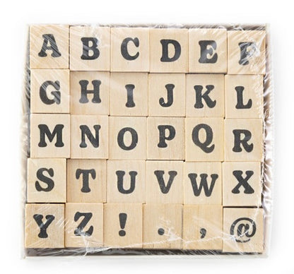 American Crafts ALPHABET Wood Mounted Rubber Stamps