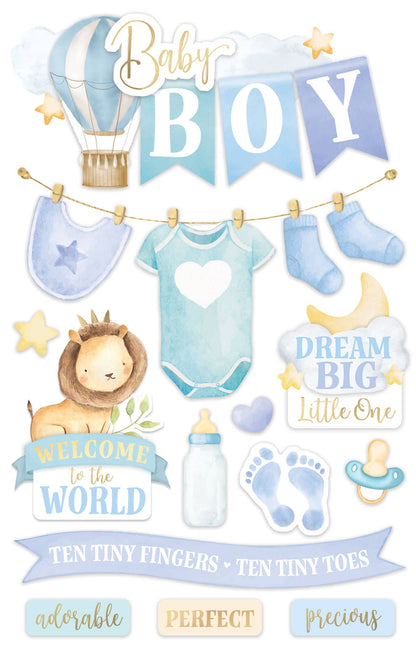 Paper House BABY BOY WATERCOLOR 3D Stickers 13pc