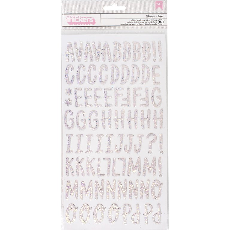 Thickers Dear Lizzy BONJOUR Glitter Chipboard Letter Stickers