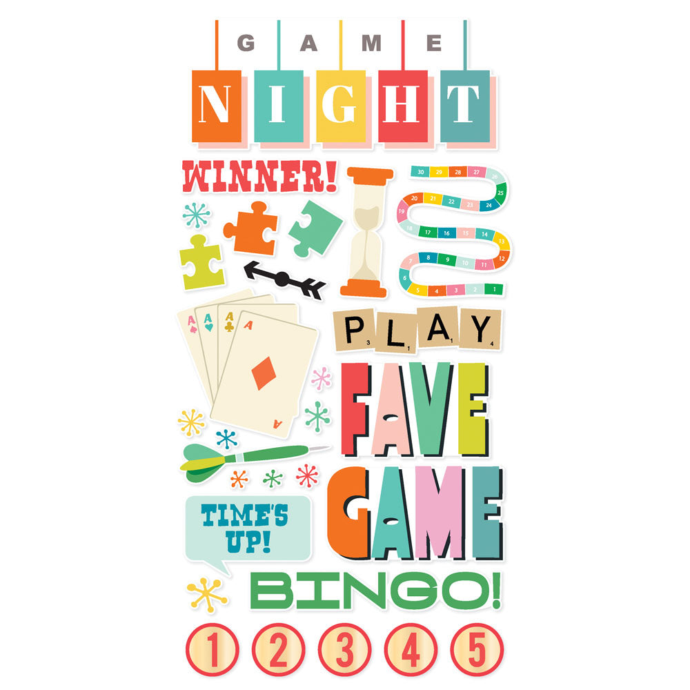 Simple Stories GAME NIGHT Foam Stickers 53pc