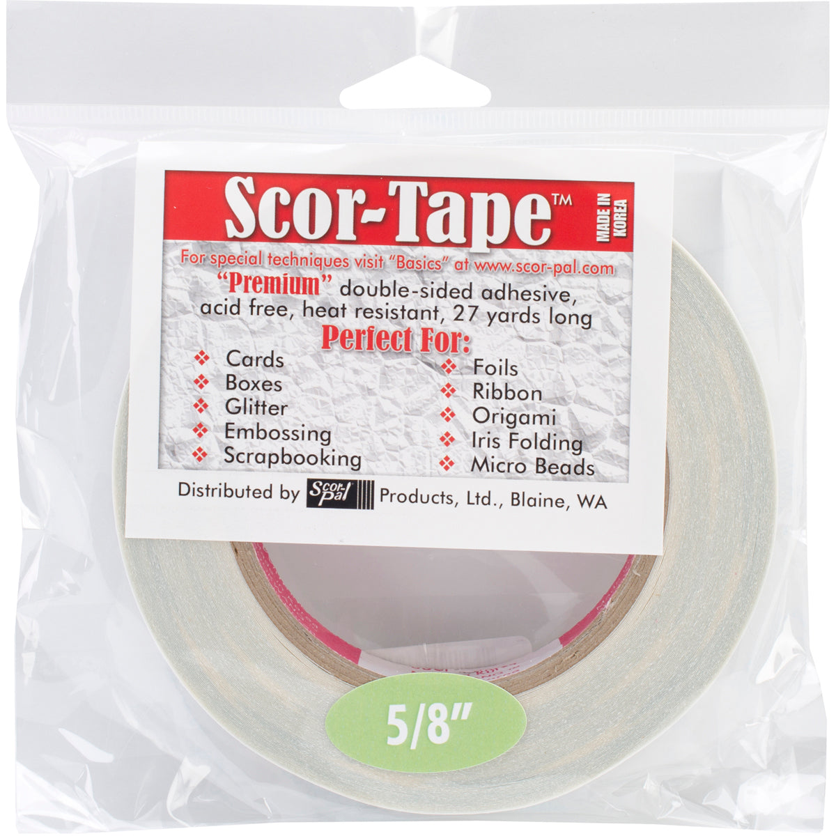 Scor-Pal SCOR-TAPE 5/8&quot; Double Sided Adhesive Tape 27 yds