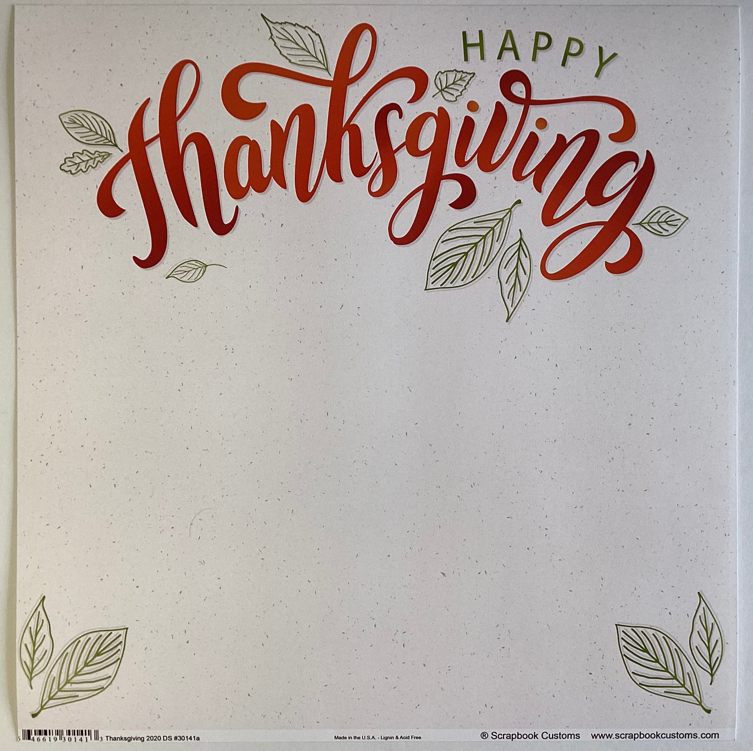 Scrapbook Customs HAPPY THANKSGIVING 12X12 Scrapbook Paper