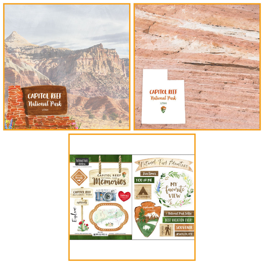 CAPITOL REEF KIT 2 Papers and Stickers 3pc