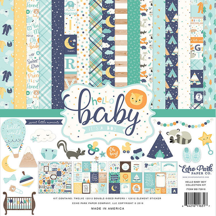Echo Park HELLO BABY BOY 12"X12" Scrapbook Collection Kit