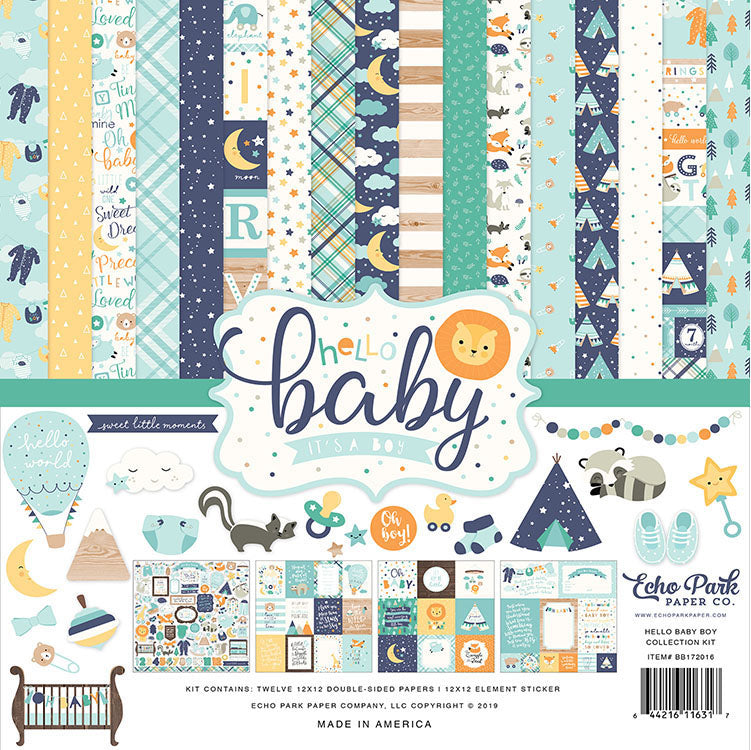 Echo Park HELLO BABY BOY 12&quot;X12&quot; Scrapbook Collection Kit