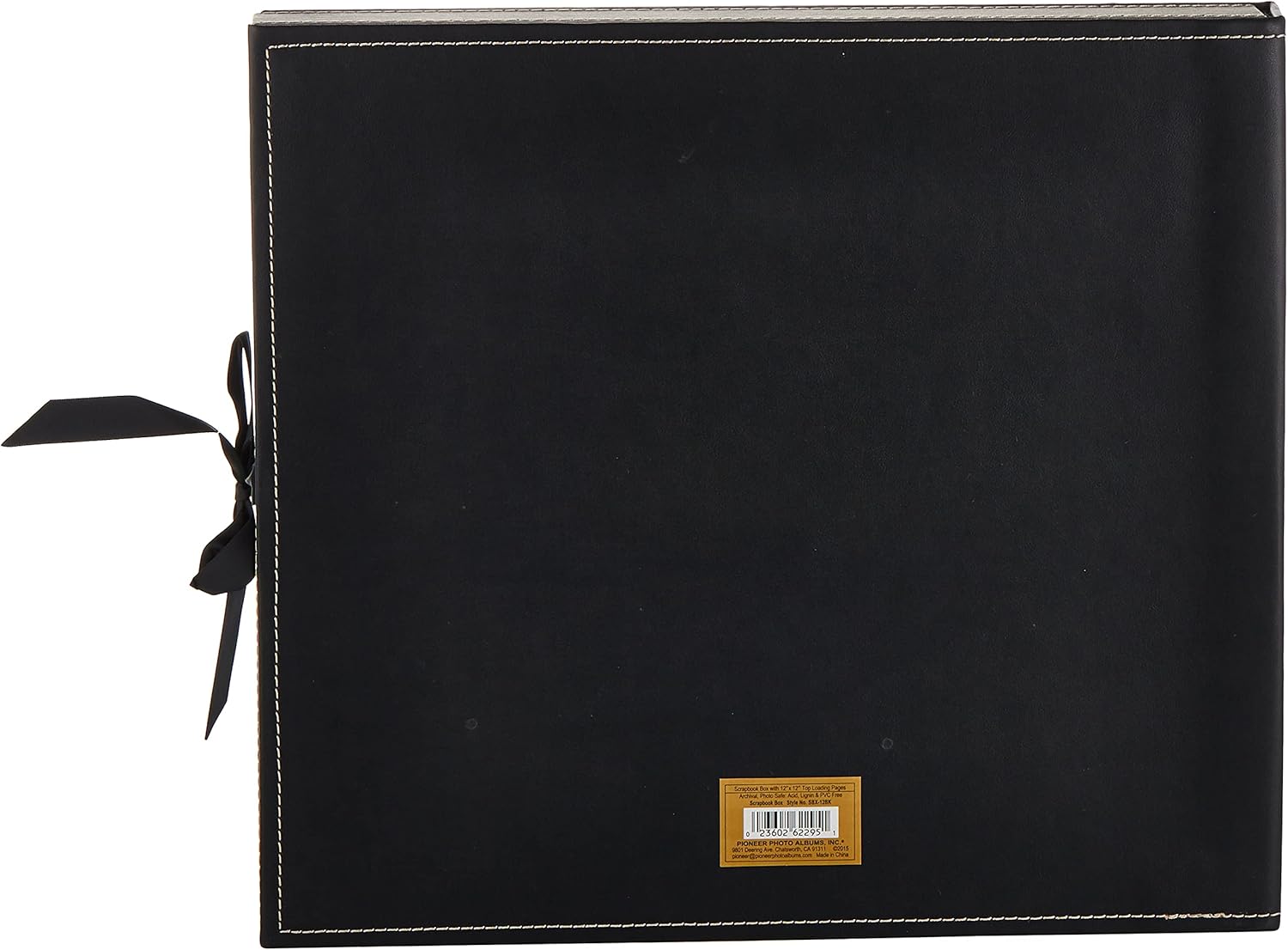 Pioneer Sewn SCRAPBOOK BOX BLACK 12&quot;X12&quot; Memory Scrapbook Album