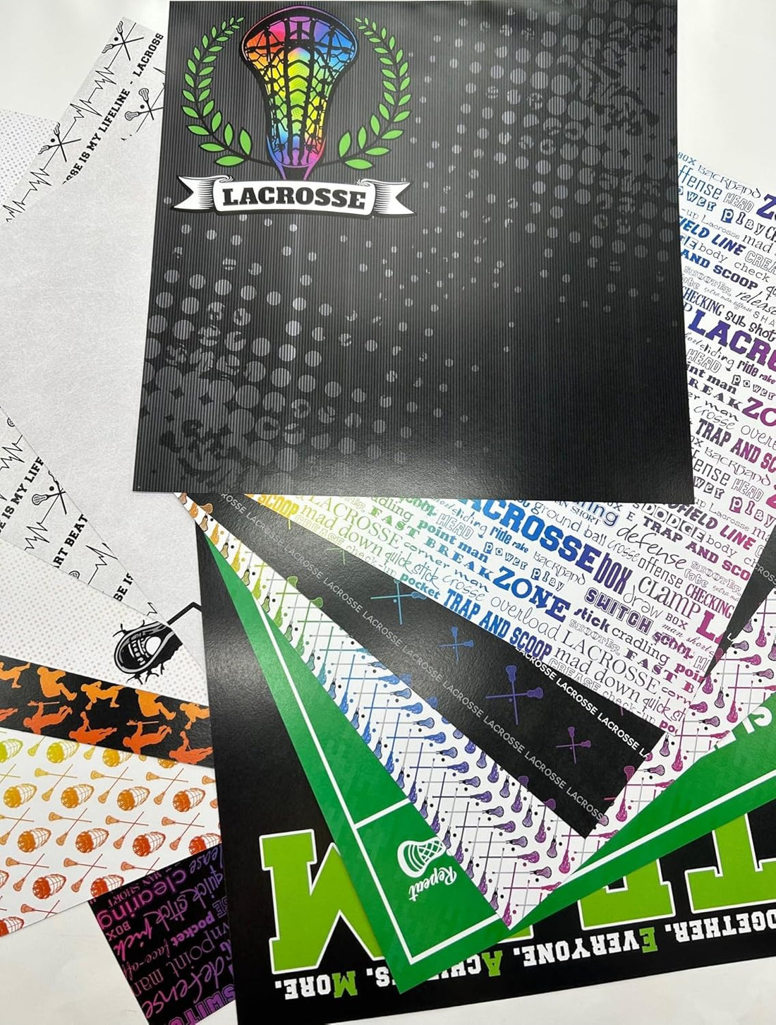 Neon Sports LACROSSE KIT 12"X12" Scrapbook Paper 12 Sheets