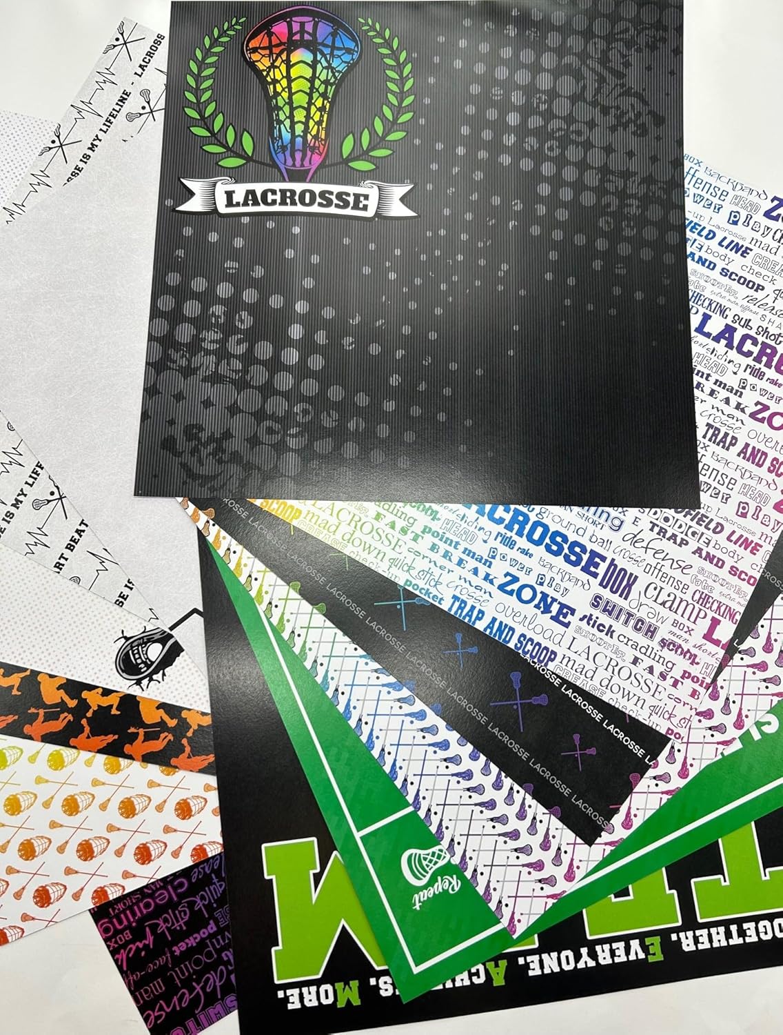 Neon Sports LACROSSE KIT 12"X12" Scrapbook Paper 12 Sheets
